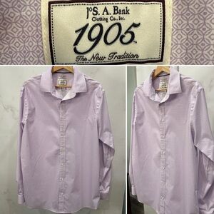 Jos A Bank Men’s 1905 Stretch, Non Iron, Tailored Fit Purple Button Up 16.5/36